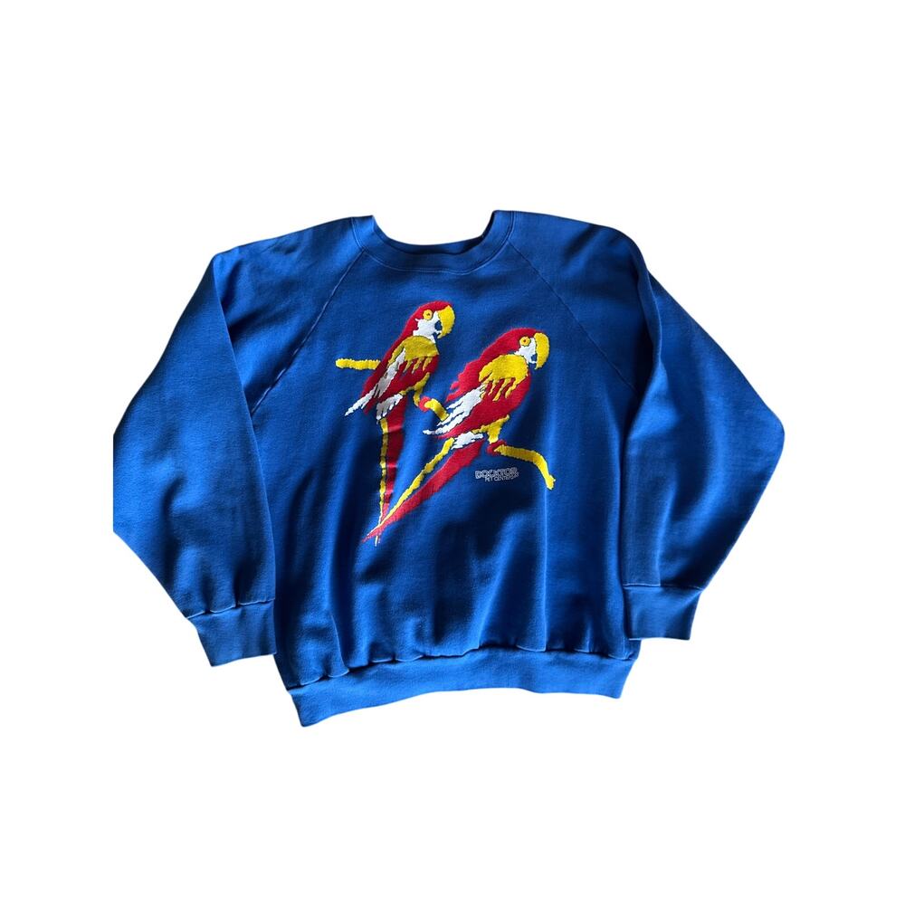 Vintage Miller USA Made Blue XL Parrot Raglan Crewneck Sweatshirt